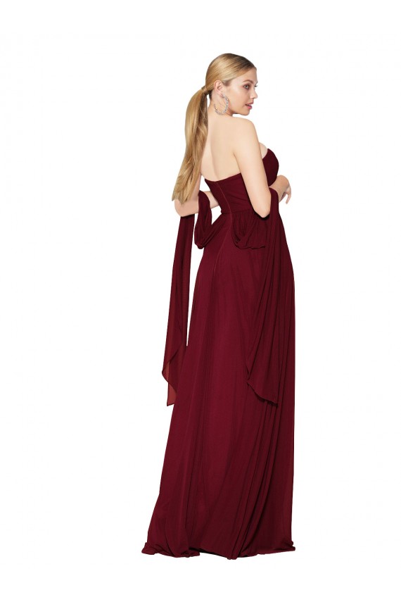A-Line Strapless Soft Chiffon Long Burgundy Formal Evening Gown / Prom Dress / Bridesmaid Dress Sydney