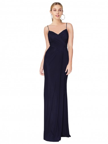 Mermaid High Neck Soft Chiffon Long Dark Navy Bridesmaid Dress / Formal Dress Sydney