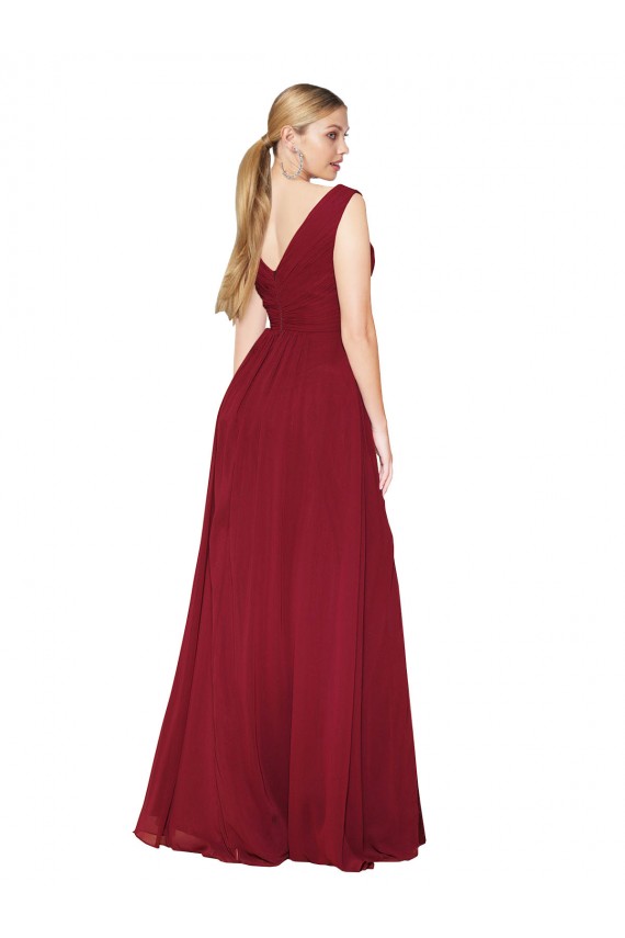 A-Line High Neck Soft Chiffon Long Burgundy Black Tie Evening Gown / Prom Dress / Bridesmaid Dress Sydney