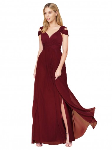 A-Line High Neck Soft Chiffon Long Burgundy Formal Evening Gown / Prom Dress / Bridesmaid Dress Sydney
