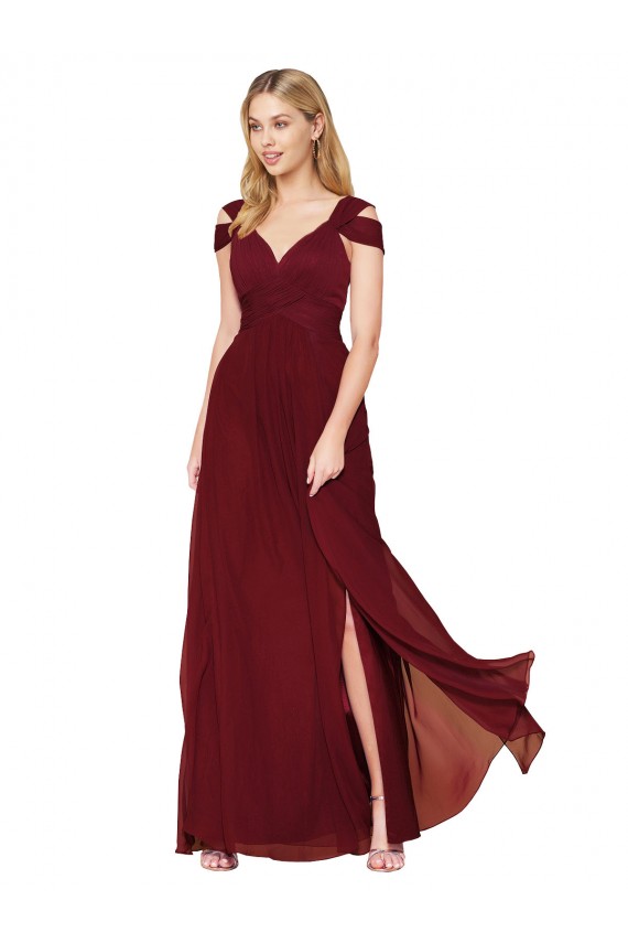 A-Line High Neck Soft Chiffon Long Burgundy Formal Evening Gown / Prom Dress / Bridesmaid Dress Sydney