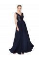 A-Line High Neck Soft Chiffon & Sequin Long Dark Navy Semi Formal Evening Gown / Prom Dress / Bridesmaid Dress Sydney