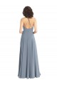 A-Line Cowl Neck Soft Chiffon Long Dusty Blue Bridesmaid Dress Sydney