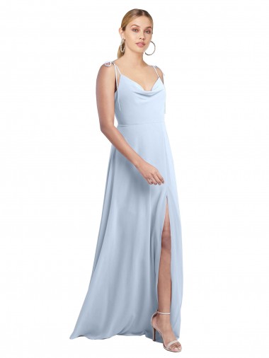 A-Line Cowl Neck Chiffon Long Light Sky Blue Bridesmaid Dress / Evening Gowns Sydney