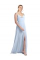 A-Line Cowl Neck Chiffon Long Light Sky Blue Bridesmaid Dress / Evening Gowns Sydney