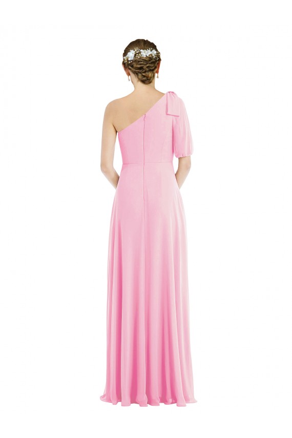 Trumpet One Shoulder Soft Chiffon Long Barely Pink Semi Formal Evening Dress / Bridesmaid Dress Sydney