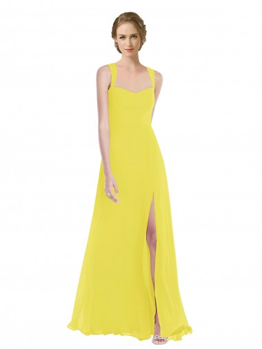 A-Line Sweetheart Soft Chiffon Long Yellow Semi Formal Evening Dress / Bridesmaid Dress Sydney