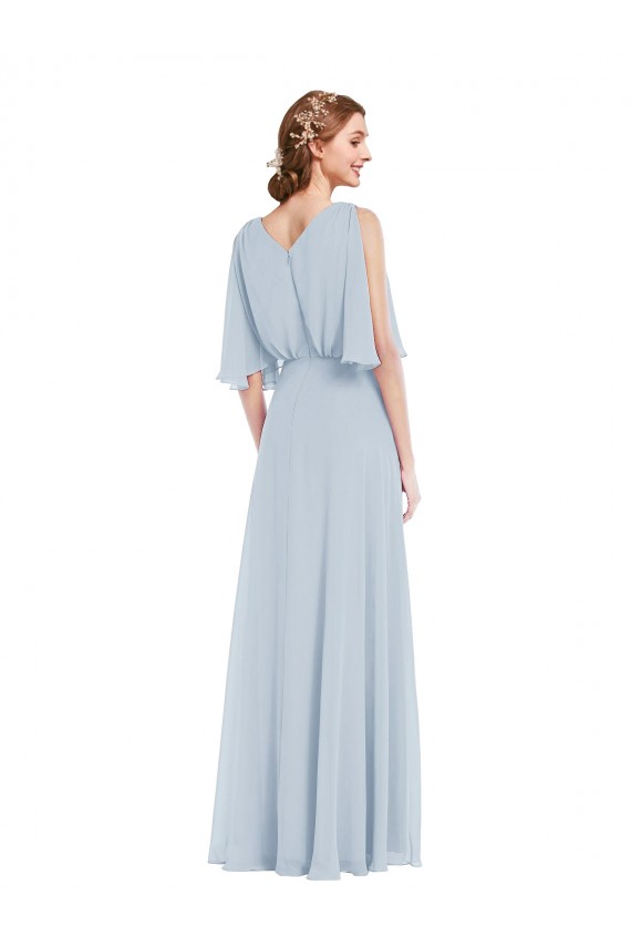 A-Line V-Neck Soft Chiffon Long Sea Glass Evening Gown / Bridesmaid Dress Sydney