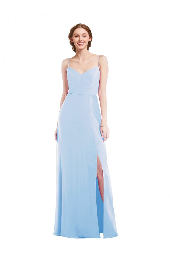 A-Line V-Neck Soft Chiffon Long Light Sky Blue Formal Evening Gown / Bridesmaid Dress Sydney