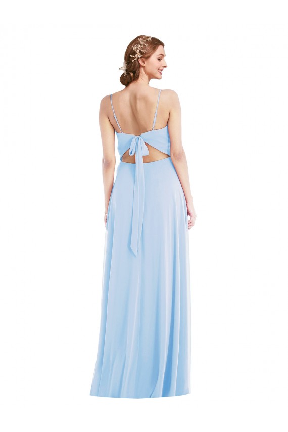 A-Line V-Neck Soft Chiffon Long Light Sky Blue Formal Evening Gown / Bridesmaid Dress Sydney