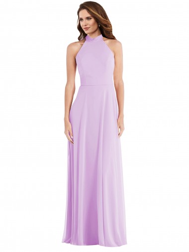 A-Line Halter Neck Soft Chiffon Long Lilac Semi Formal Evening Dress / Bridesmaid Dress Sydney