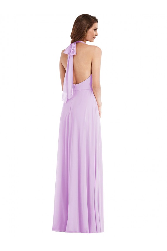 A-Line Halter Neck Soft Chiffon Long Lilac Semi Formal Evening Dress / Bridesmaid Dress Sydney