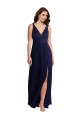 A-Line V-Neck Soft Chiffon Long Dark Navy Black Tie Evening Gown / Bridesmaid Dress Sydney