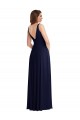 A-Line V-Neck Soft Chiffon Long Dark Navy Black Tie Evening Gown / Bridesmaid Dress Sydney