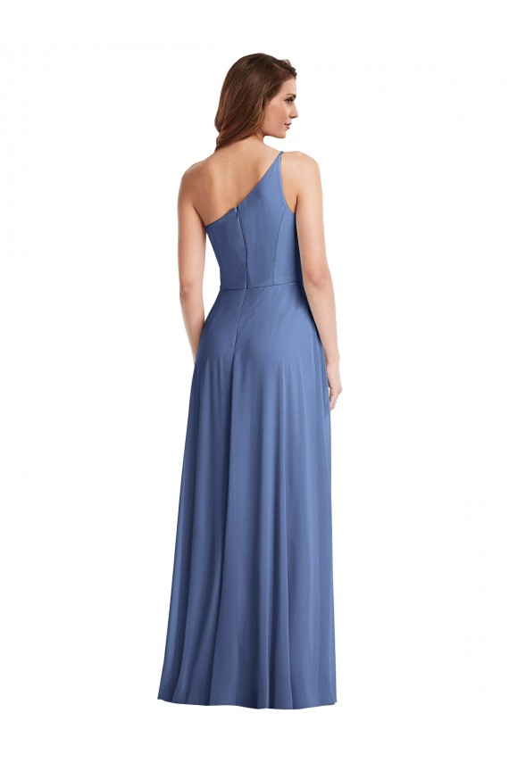A-Line One Shoulder Soft Chiffon Long Windsor Blue Formal Evening Gown / Bridesmaid Dress Sydney