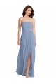 A-Line Strapless Soft Chiffon Long Dusty Blue Semi Formal Evening Dress / Bridesmaid Dress Sydney