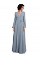 A-Line V-Neck Soft Chiffon Long Dusty Blue Bridesmaid Dress / Formal Dress Sydney