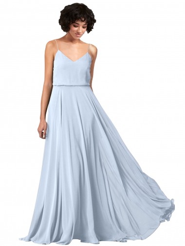 A-Line V-Neck Soft Chiffon Long Light Sky Blue Formal Dress / Bridesmaid Dress Sydney