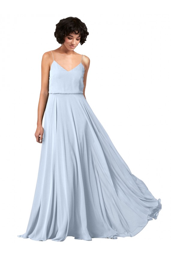 A-Line V-Neck Soft Chiffon Long Light Sky Blue Formal Dress / Bridesmaid Dress Sydney