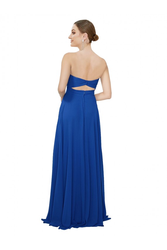 A-Line Strapless Chiffon Long Royal Blue Bridesmaid Dress / Evening Dress Sydney