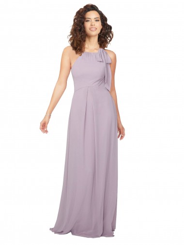 A-Line Halter Neck Chiffon Long Pink Glow Bridesmaid Dress / Evening Dress Sydney