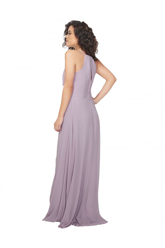 A-Line Halter Neck Chiffon Long Pink Glow Bridesmaid Dress / Evening Dress Sydney