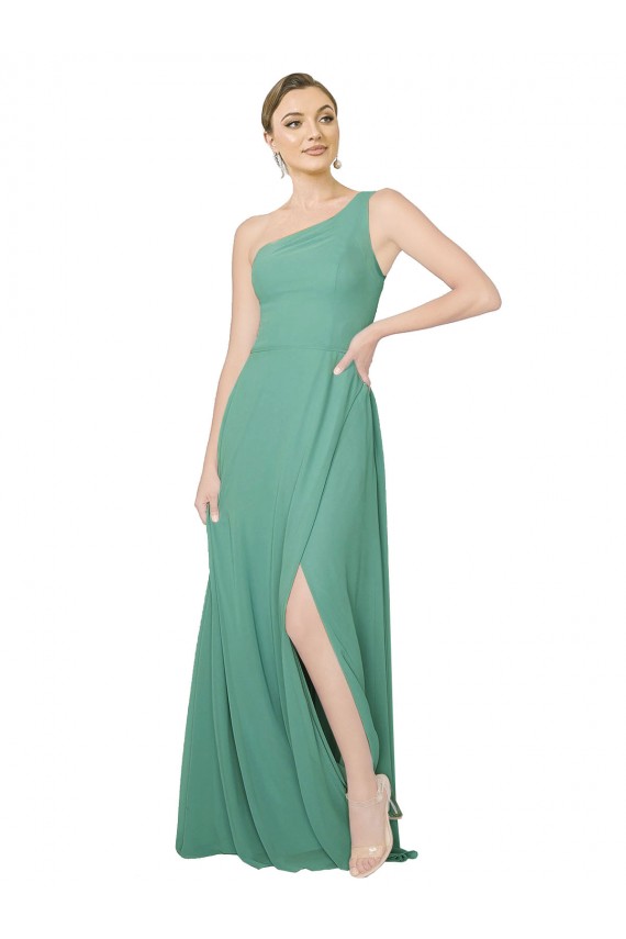 A-Line Strapless Soft Chiffon Long Icelandic Silver Bridesmaid Dress Sydney