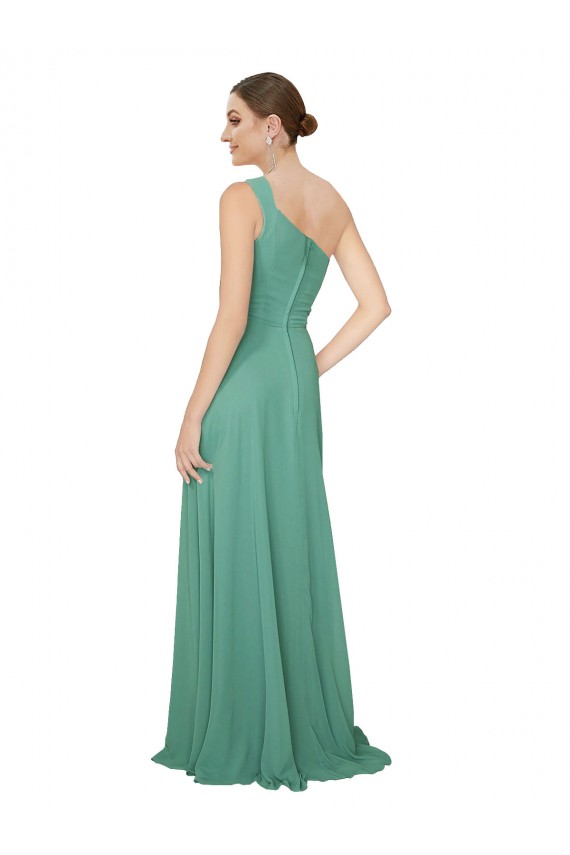 A-Line Strapless Soft Chiffon Long Icelandic Silver Bridesmaid Dress Sydney