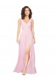 A-Line V-Neck Soft Chiffon Long Barely Pink Bridesmaid Dress Sydney