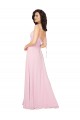 A-Line V-Neck Soft Chiffon Long Barely Pink Bridesmaid Dress Sydney