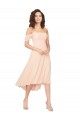 A-Line Square Neck Soft Chiffon Midi Length Ice Pink High Low Bridesmaid Dress Sydney