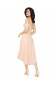 A-Line Square Neck Soft Chiffon Midi Length Ice Pink High Low Bridesmaid Dress Sydney