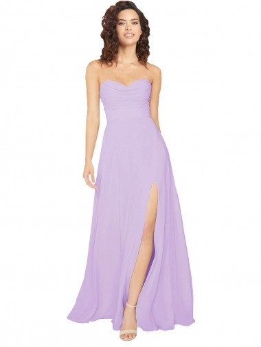 A-Line Strapless Chiffon Long Lilac Bridesmaid Dress / Evening Dress Sydney