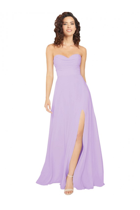 A-Line Strapless Chiffon Long Lilac Bridesmaid Dress / Evening Dress Sydney