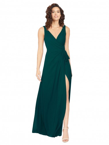 A-Line V-Neck Chiffon Long Hunter Bridesmaid Dress / Evening Gowns Sydney