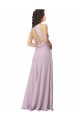A-Line High Neck Soft Chiffon Long Pink Glow Bridesmaid Dress Sydney