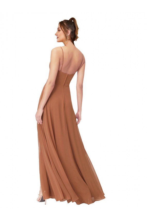A-Line Cowl Neck Soft Chiffon Long Rosewood Bridesmaid Dress Sydney