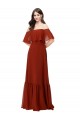 A-Line Off the Shoulder Soft Chiffon Long Red Bridesmaid Dress Sydney