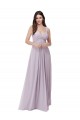 A-Line V-Neck Soft Chiffon Long Pink Glow Bridesmaid Dress Sydney