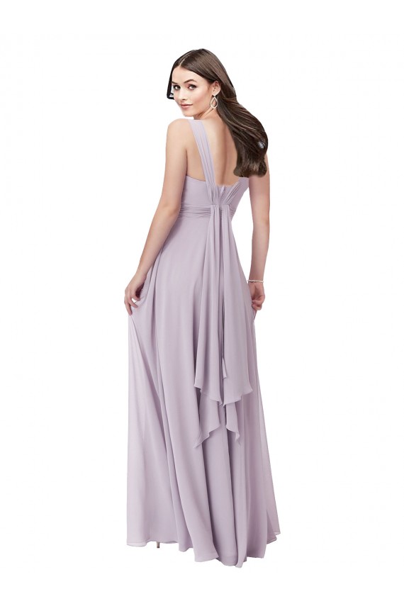 A-Line V-Neck Soft Chiffon Long Pink Glow Bridesmaid Dress Sydney