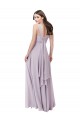 A-Line V-Neck Soft Chiffon Long Pink Glow Bridesmaid Dress Sydney