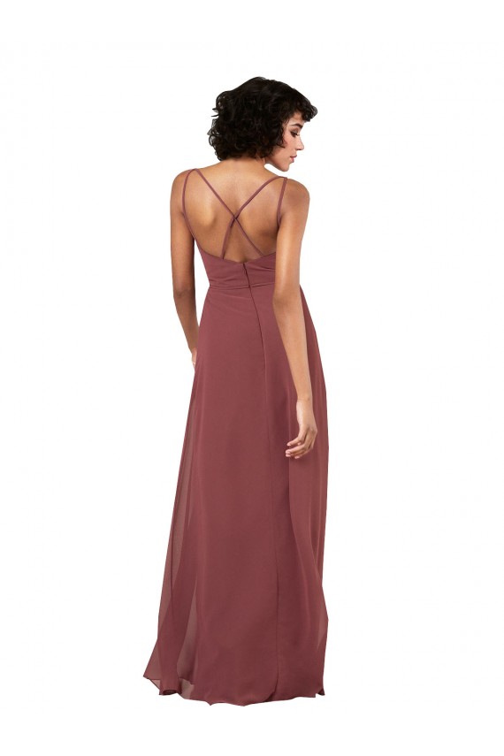Column V-Neck Soft Chiffon Long Black Formal Evening Gown / Bridesmaid Dress Sydney