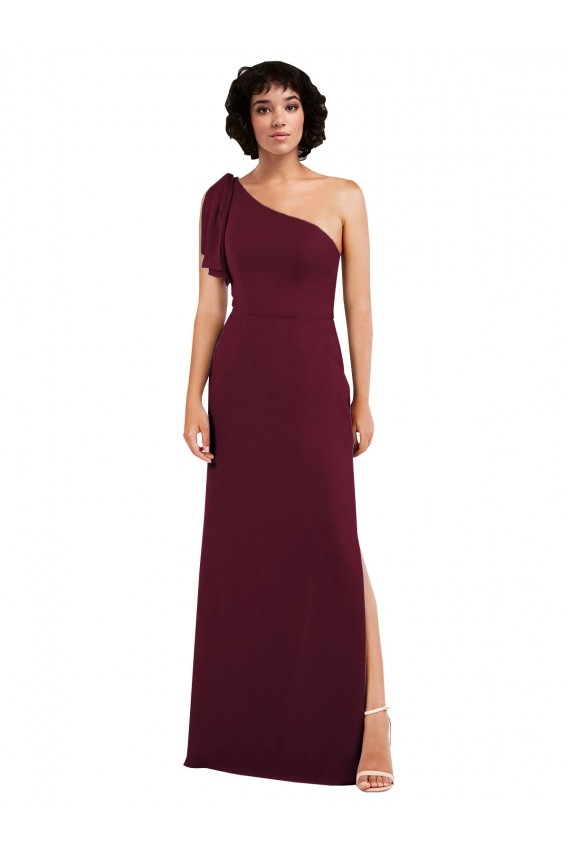 A-Line One Shoulder Soft Chiffon Long Burgundy Formal Evening Gown / Bridesmaid Dress Sydney