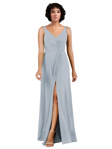 Column V-Neck Soft Chiffon Long Sea Glass Bridesmaid Dress Sydney