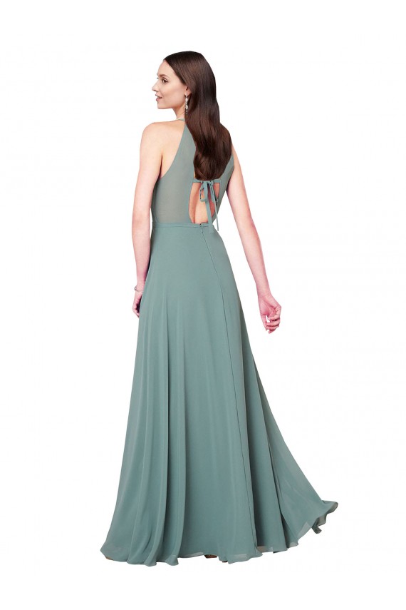 A-Line Halter Neck Chiffon Long Dark Lavender Bridesmaid Dress / Evening Dress Sydney