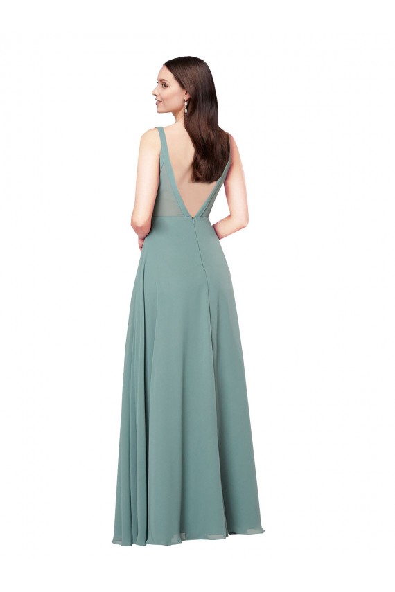 Sheath V-Neck Soft Chiffon Long Dark Lavender Formal Evening Gown / Bridesmaid Dress Sydney
