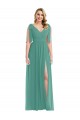 A-Line V-Neck Soft Chiffon Long Icelandic Silver Semi Formal Evening Dress / Bridesmaid Dress Sydney