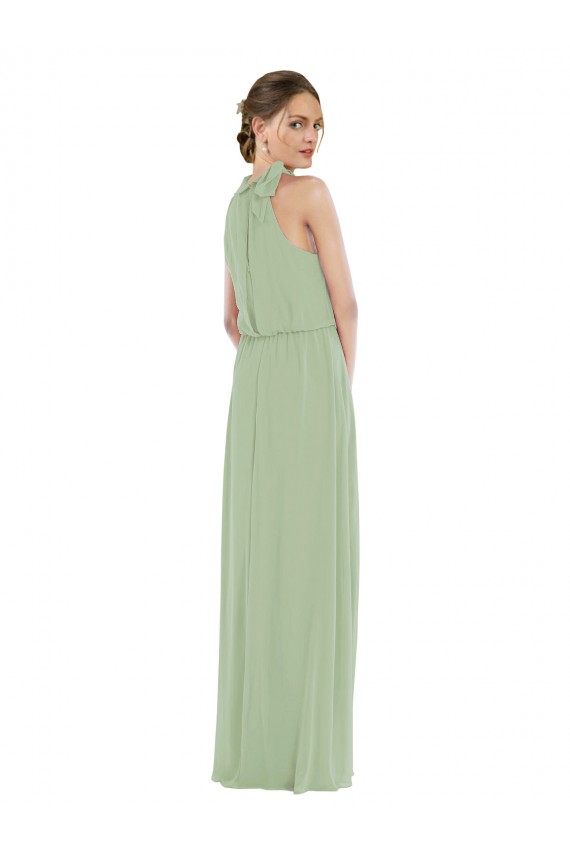 A-Line High Neck Soft Chiffon Long Smoke Green Semi Formal Evening Dress / Bridesmaid Dress Sydney