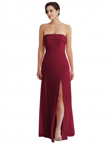 A-Line Strapless Soft Chiffon Long Burgundy Formal Evening Gown / Bridesmaid Dress Sydney