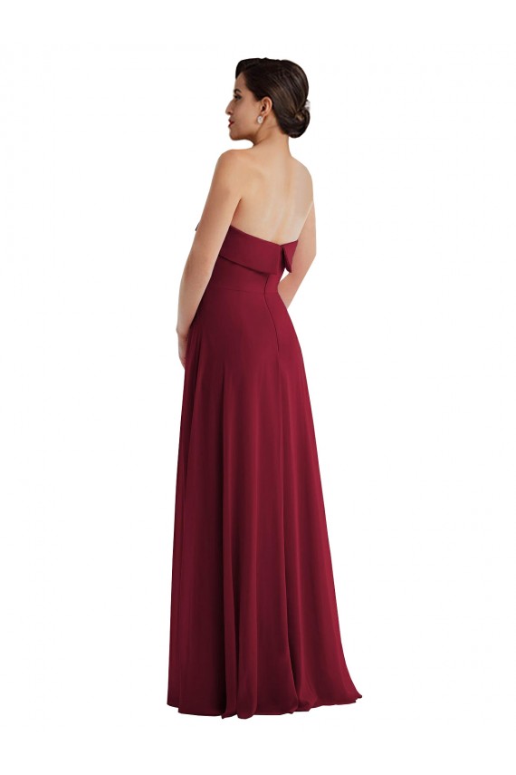 A-Line Strapless Soft Chiffon Long Burgundy Formal Evening Gown / Bridesmaid Dress Sydney
